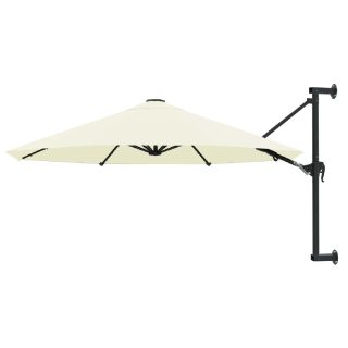 Vidaxl Parasol Mural avec Mât Métallique 300 cm Sable Balcon Jardin Terrasse 44863