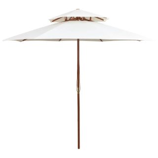 vidaXL Parasol en bois - 270 cm - blanc crème