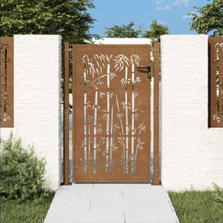 Vidaxl Portail jardin corten 105x130 cm design bambou