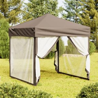 Vidaxl Tente de réception pliable avec parois Taupe 2x2 m