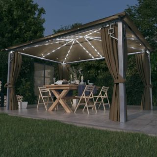 vidaXL Tonnelle LED 3070337 - Taupe