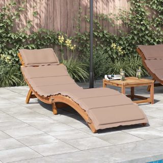 vidaXL Chaise longue avec coussin taupe - Acacia
