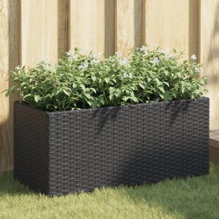 VIDAXL Jardinière en résine tressée - Noir