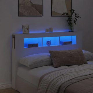 Vidaxl Tête de lit à LED blanc 160x18,5x103,5 cm bois d'ingénierie
