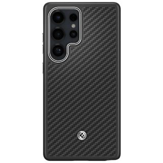 Samsung Coque pour Samsung Galaxy S25 Ultra Effet Carbone Originale Noir