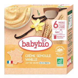 Babybio crème semoule vanille bio 6m le pack de 4x85g