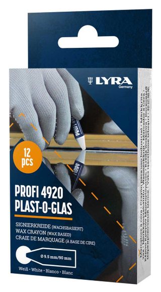 Boîte de 12 craies de marquage Profi 4920 Plast-o-glas 9,5 mm blanc LYRA L4920001