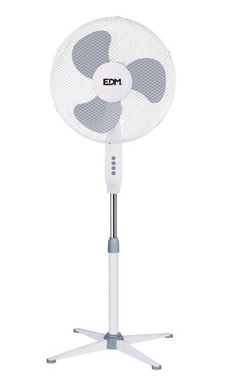Ventilateur sur pied 45W blanc D.40cm hauteur réglable 105 - 125 cm EDM 33500