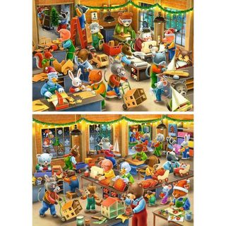 Puzzles 2x12 pièces : L'atelier de Noël - Ravensburger - France