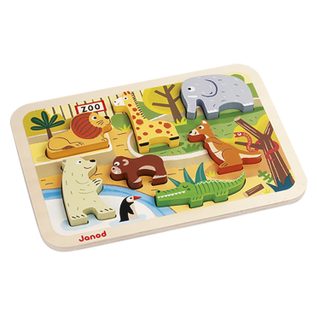 Encastrement 7 pièces en bois : Chunky Puzzle Zoo - Juratoys - Janod