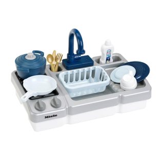 Theo Klein - Évier de cuisine avec fonction d'eau, assiettes et accessoires