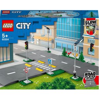 LEGO City Plaques de Route 60304 Ensemble de Jouets de Construction avec Lampadaires Phosphorescents