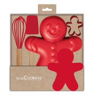 Coffret d'ustensiles pâtisserie Noël pour enfants ScrapCooking Pain d'épices Rouge