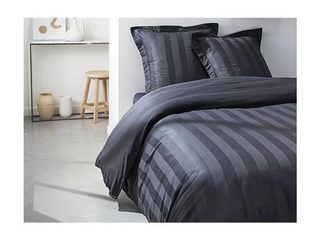 Parure de lit en percale CHAUMONT - couette 240x260cm + 2 taies 63x63cm - Taupe