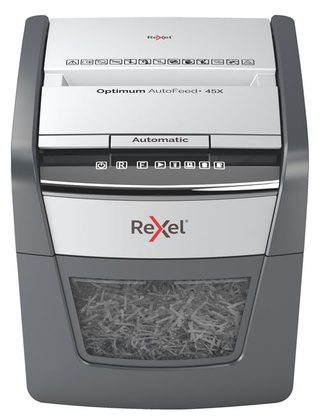 Destructeur de documents Rexel Optimum AutoFeed 45X 45 feuille(s) destruction par particules 4 x 28 mm P-4 20 l Détruit également les trombones, les agrafes,