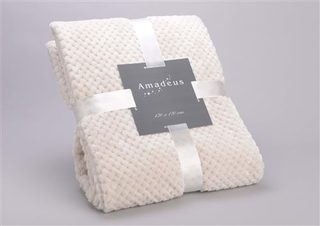 Plaid damier 130x170 crème - Amadeus - Beige - Polyester