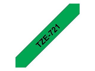 Brother Ruban d'étiquetage TZe-721 PET 9 mm x 8 m, vert texte