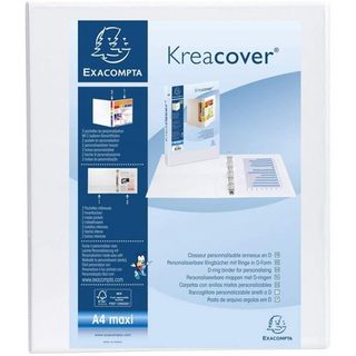 Classeur Exacompta personnalisable PEVA Kreacover 4 annx en D 32x28cm Dos 63mm Blanc