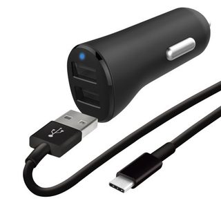 Pack chargeur voiture prise allume-cigare WeFix Double USB-A 4,8A  avec câble LUSB-C 1 m