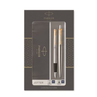 Lot de 2 stylos Parker Jotter stylo à bille et stylo plume Argent et Or