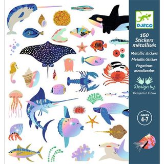 Djeco Pochette de 160 stickers océan à effets
