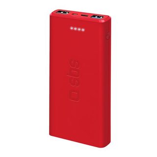Batterie externe fast charge de 10000 mAh 2 USB Rouge - SBS