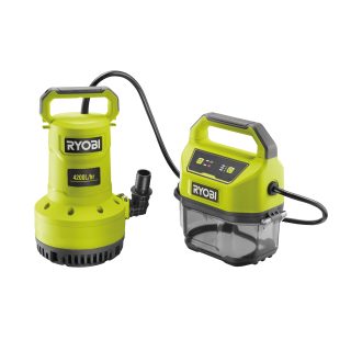 Ryobi Pompe dévacuation 18V - 4 200 l/h - immersion maxi. 5 m - hauteur maxi. refoulement 8 m - RY18SPA-0