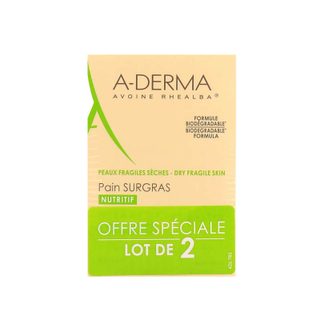 A-derma pain surgras nettoyant nutritif offre spéciale duo 2x100g