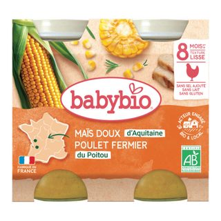 Babybio maïs doux & poulet fermier du poitou 2x200g