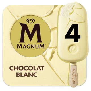 Magnum Glace Bâtonnet à la Vanille Enrobage Chocolat Blanc x4 294 g