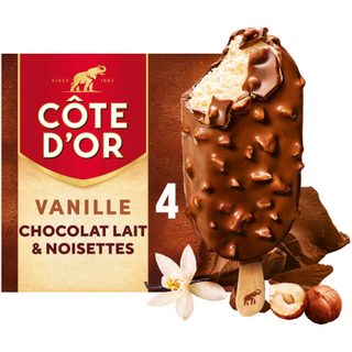 Côte d'or 4 bâtonnets vanille chocolat lait noisette 260g