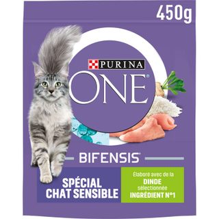 Purina one croquettes chat sensible à la dinde 450g