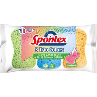 Spontex éponges trio colors ergonomiques x3