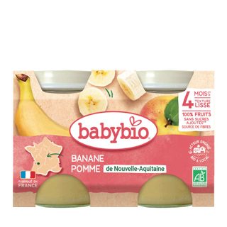 Babybio petits pots banane pomme d'aquitaine dès 4 mois 2x130g