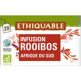 Ethiquable Thé infusion Rooibos Bio et équitable d'Afrique de Sud - Boîte de 20 sachets fraîcheur