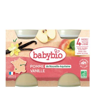 Babybio purée de pomme et vanille dès 4mois 2x130g