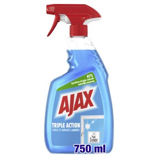 Ajax Triple Action Spray nettoyant vitres sans traces 99% d'ingrédients d'origine naturelle Citron 750 ml