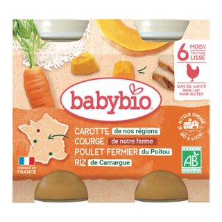 Babybio petits pots carotte butternut poulet fermier dès 6 mois 2x200g