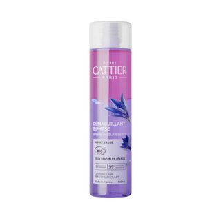 Cattier démaquillant biphase yeux sensibles lèvres bleuet rose 150ml