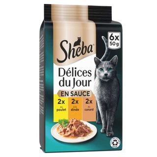 Sheba délices du jour pâtée sauce à la volaille pour chat 6x50g