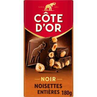 Côte D'or tablette chocolat noir aux noisettes entières 180g