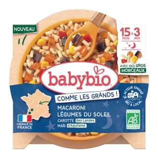 Babybio Macaroni & légumes du soleil carotte des landes maïs d'aquitaine bio 200g