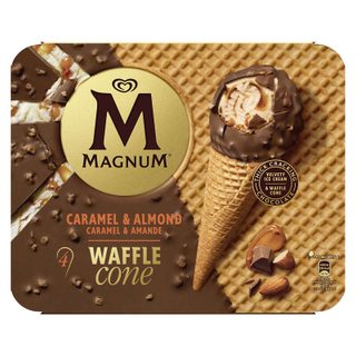 Magnum waffle glace cône caramel & amande 4x95ml