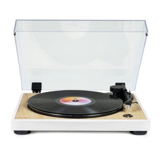Tourne Disque Pré-amplifié Thomson TT301 Finition BOIS/BLANC - 33/45 tours Lecture et retour du bras auto. Audio-Technica
