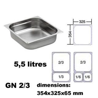 Plat bain marie GN 2-3 - LACOR - profondeur 65 cm - Gris
