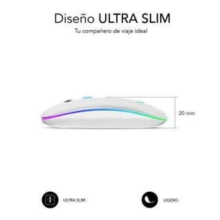 Souris sans fil Bluetooth Subblim Dual Flat LED / Batterie rechargeable / Jusquà 1600 DPI / Blanche