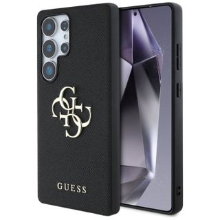Guess - GUHCS25LPGT4MBK - Coque Grained Big 4G Logo Small Classic Logo pour Samsung Galaxy S25 Ultra noir