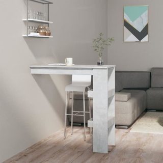 vidaXL Table de bar murale Gris Béton 102x45x103 5cm Bois dingénierie 811785