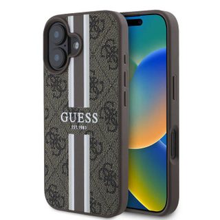 Coque Guess Hardcase 4G Printed Stripes MagSafe pour iPhone 16 - Brown