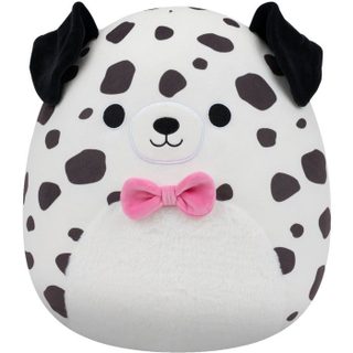 Peluche dalmatien - SQUISHMALLOWS - Dustin - 40 cm - ventre duveteux - nœud papillon